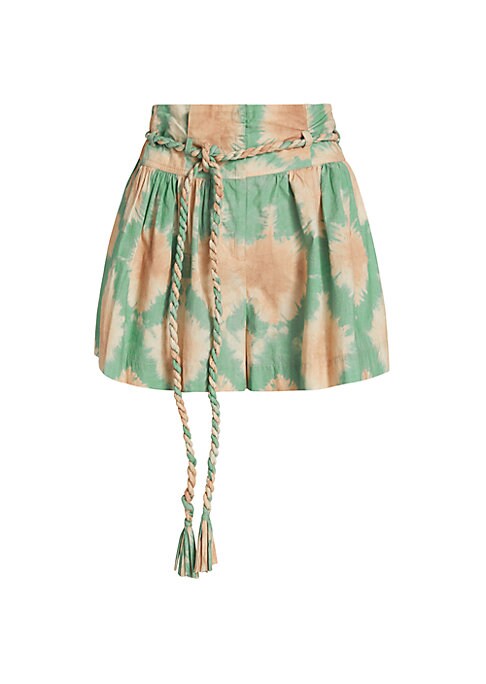 Belted Tie-Dye Shorts