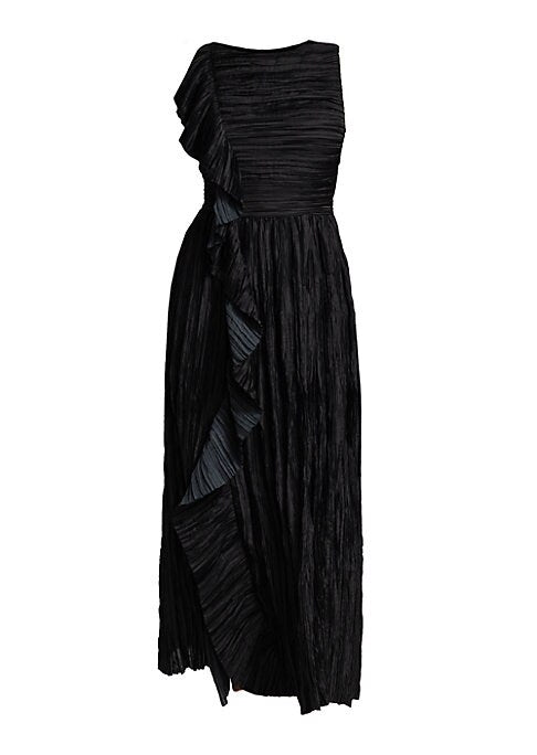 Ruffled Satin A-Line Dress