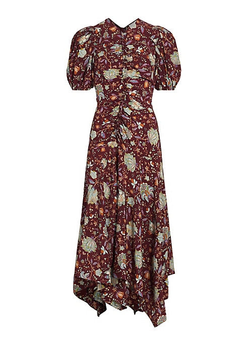Silk Puff Sleeve Maxi