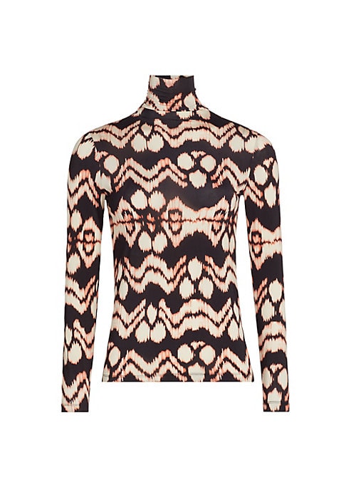 Geometric Turtleneck Jersey Top