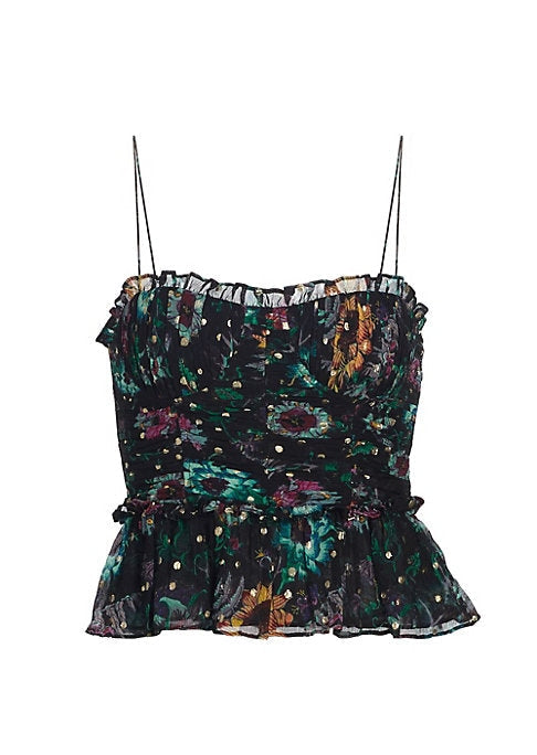Floral Shine Bustier Top