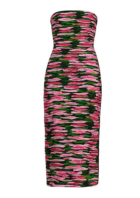 Ruched Silk Midi Dress