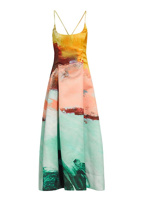 Painterly Pleat Gown