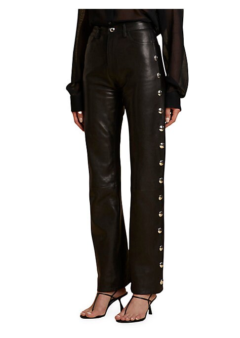 Studded Luxe Leather Trousers