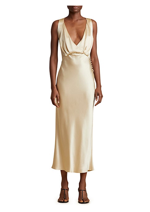 Crisscross Satin Midi Dress