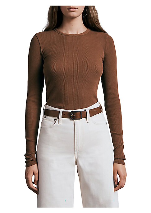 Ribbed Fitted Long-Sleeve Top