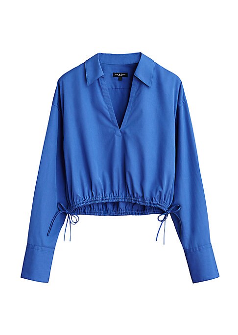 Cropped Cotton Drawstring Top
