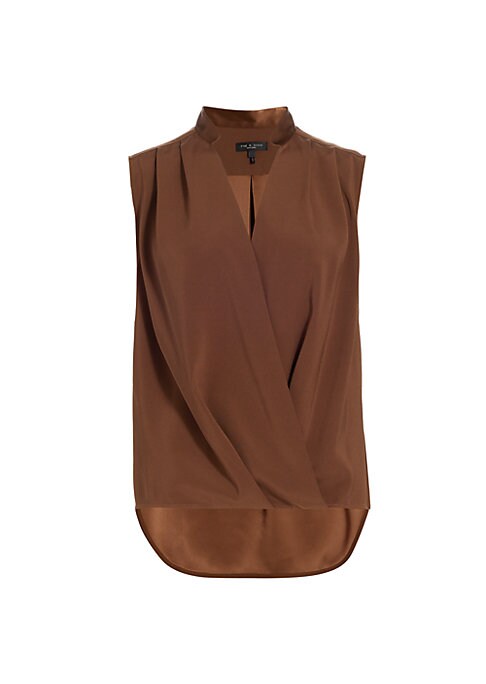 Draped Satin Sleeveless Blouse