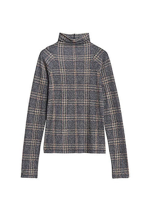 Plaid Mock Neck Top