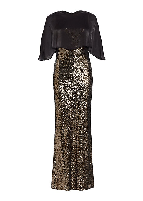 Glittery Cape Evening Dress