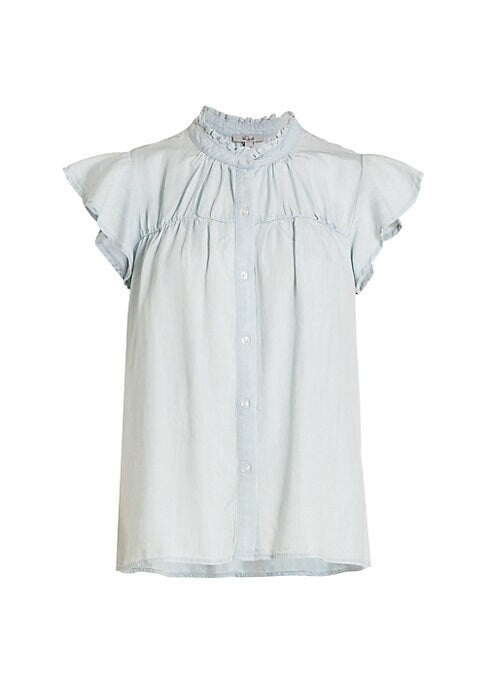 Ruffled Cap-Sleeve Blouse