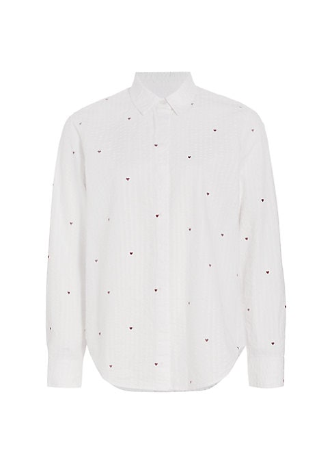 Embroidered Heart Seersucker Top