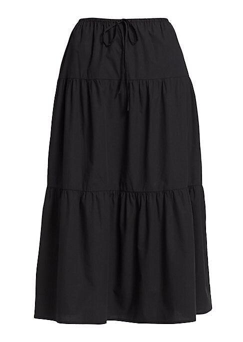 Tiered Cotton Midi Skirt