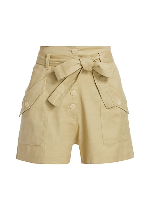 Belted Linen Shorts