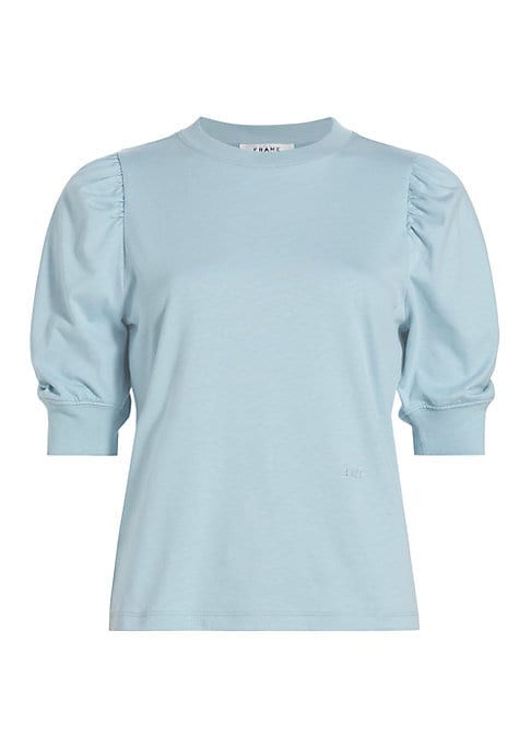 Ruched Sleeve Cotton Tee