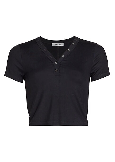 V-Neck Rib Crop Top