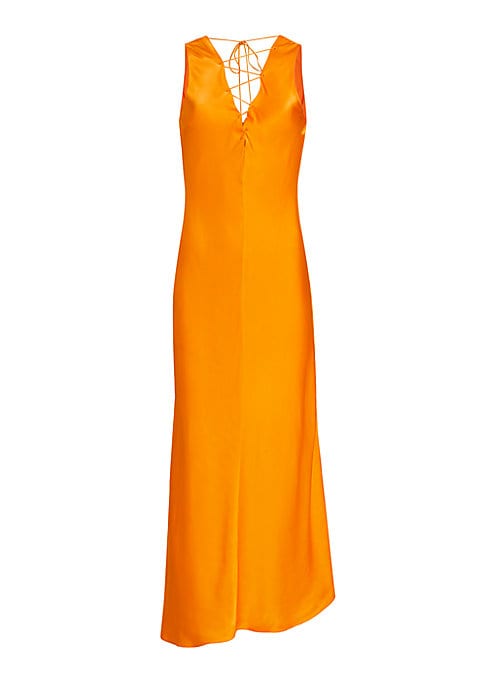 Lustrous Lace-Up Midi Dress