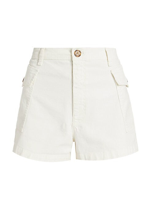 Utility High-Waist Denim Shorts