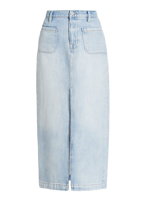 Vented Denim Midi Skirt