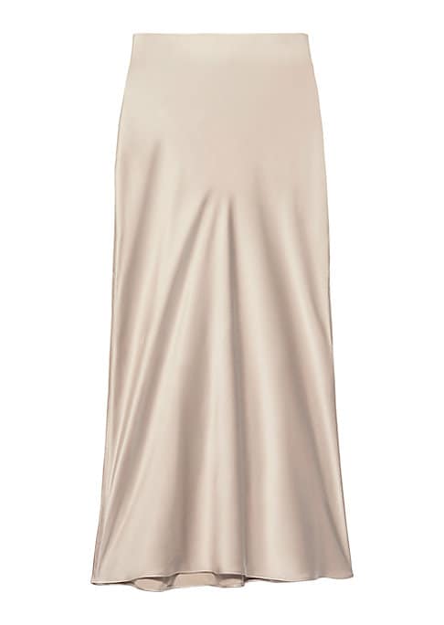 Silk A-Line Midi Skirt