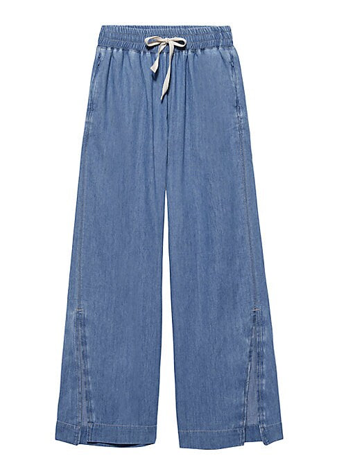 Chic Chambray Wide-Leg Pants