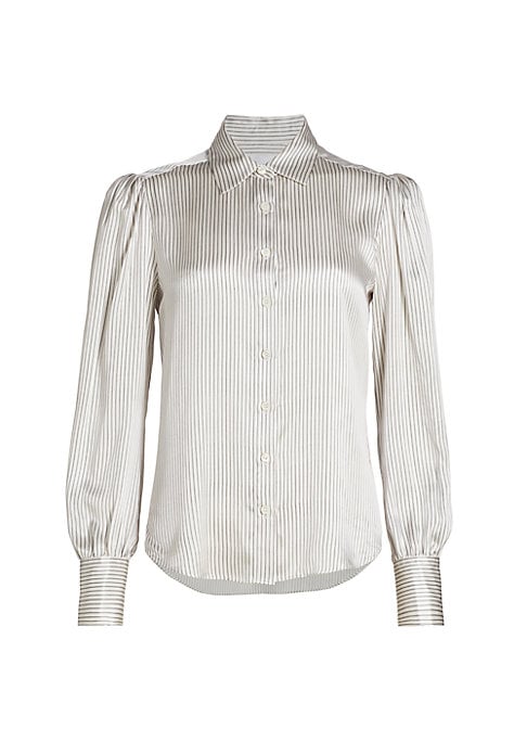 Silk Stripe Puff Blouse