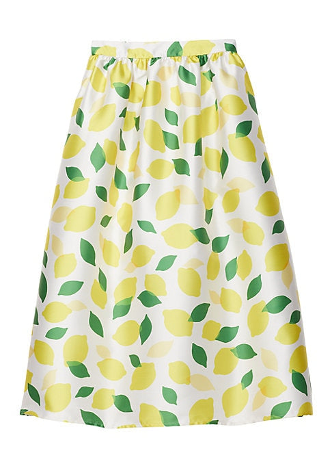 Lemon Pleat Midi Skirt