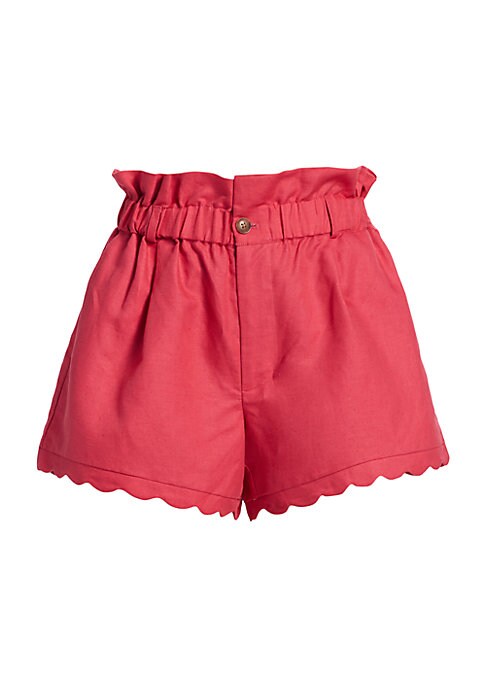 Scalloped Linen Blend Shorts