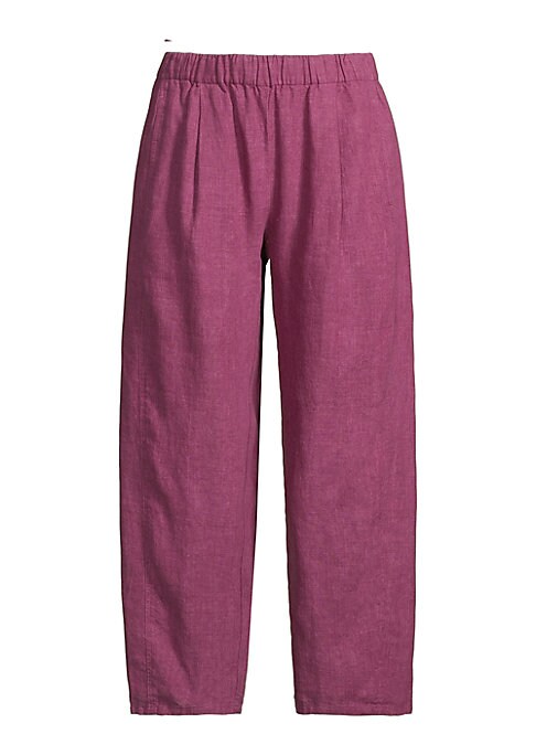 Pleated Linen Crop Trousers