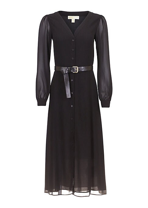 Chic Belted Chiffon Dress