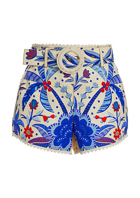 Tropical Flair Belted Shorts