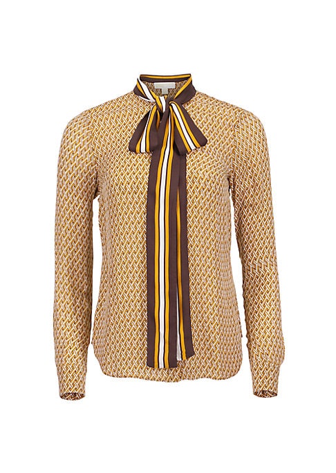 Chic Lattice Silk Blouse