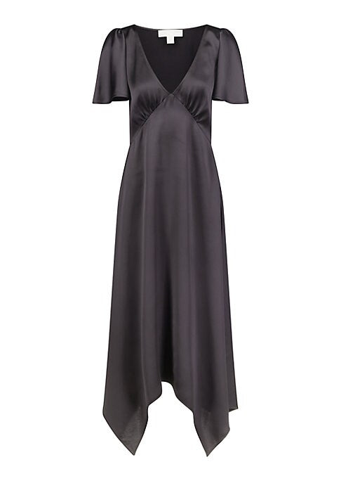 Draped Satin Midi Dress