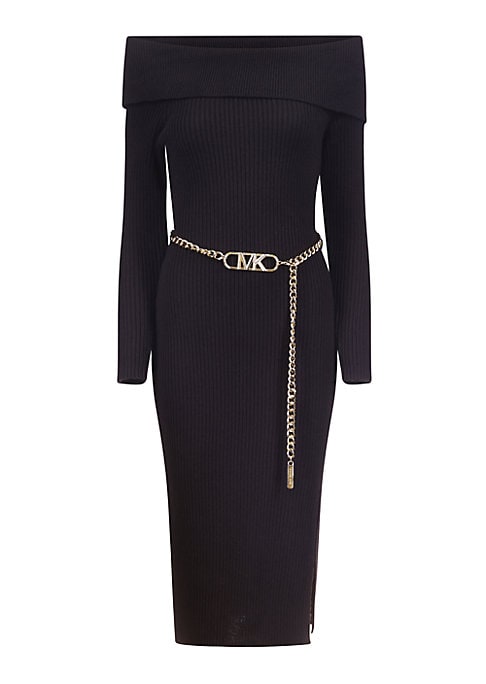 Chic Off-Shoulder Knit Dress