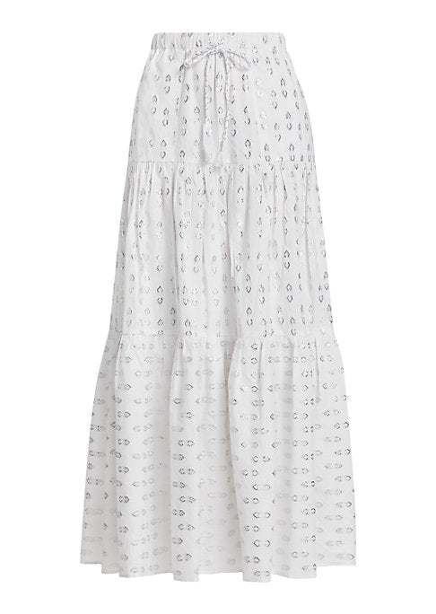 Metallic Tiered Maxi Skirt
