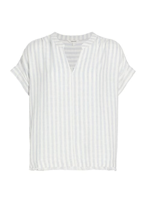 Fringe Accent Linen Blouse