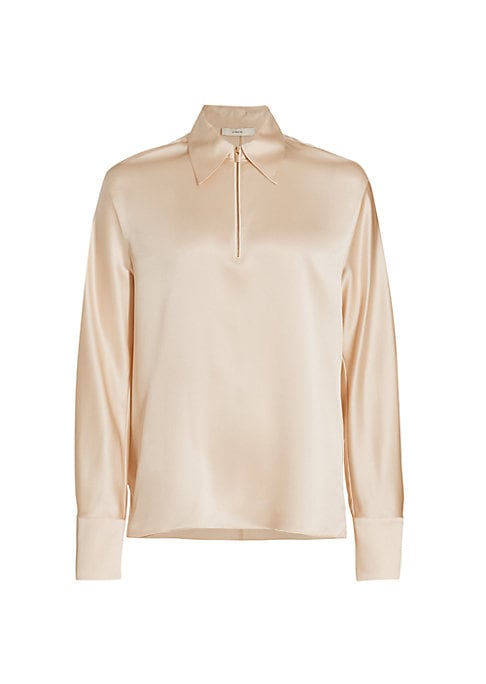 Lustrous Silk Zip Blouse