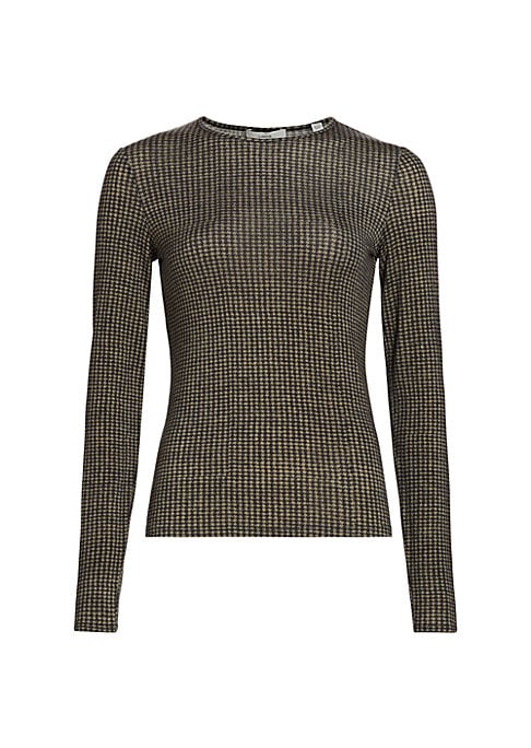 Micro Houndstooth Fitted Top