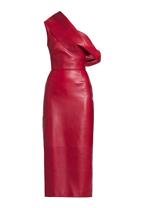 Chic One-Shoulder Leather Dress