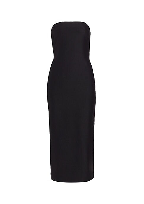 Silk-Wool Strapless Midi Dress