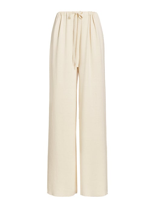 Silk Cotton Wide-Leg Trousers