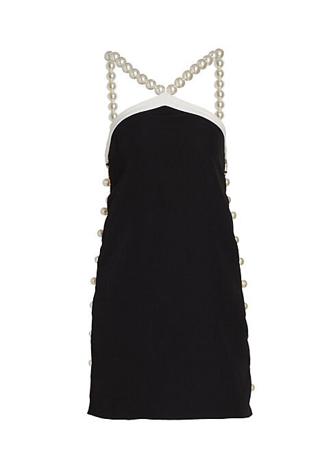 Pearl-Embellished A-Line Dress