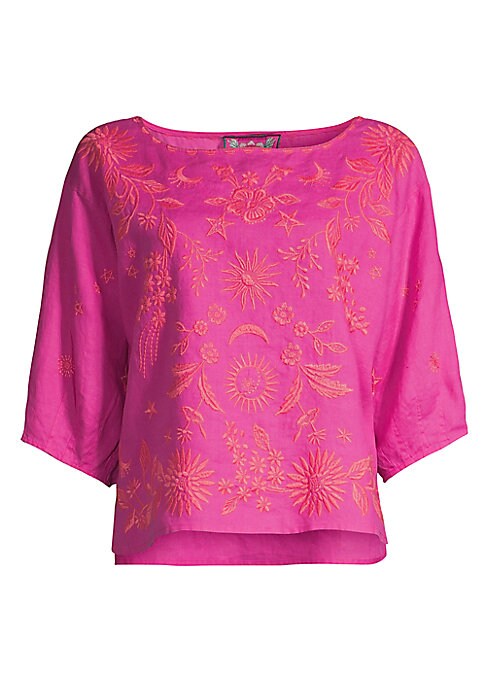 Embroidered Flora Linen Top