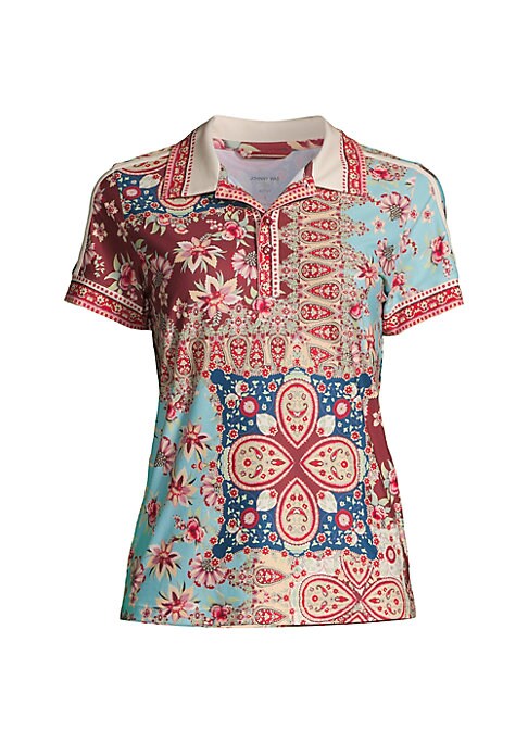 Floral Fusion Polo Top