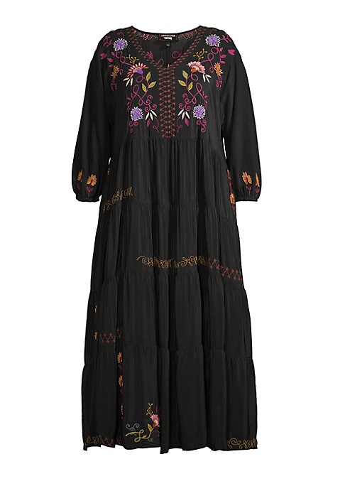 Embroidered Silk Maxi Dress
