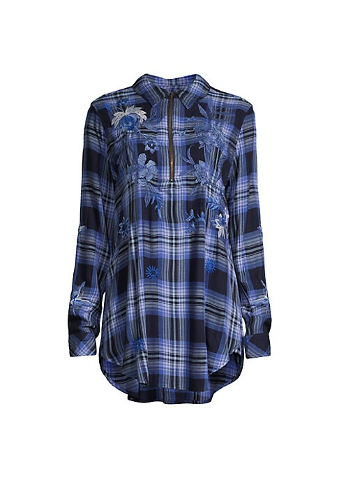 Floral Plaid Tunic Top