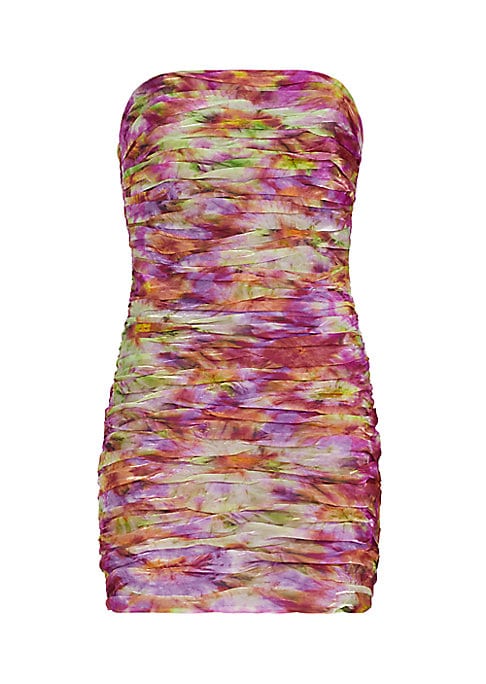 Ruched Print Mini Dress