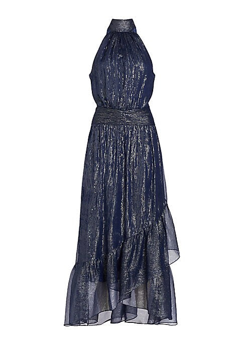 Shimmering Silk Halter Dress