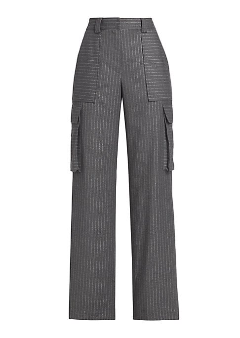 Shimmering Wide-Leg Cargo Pants