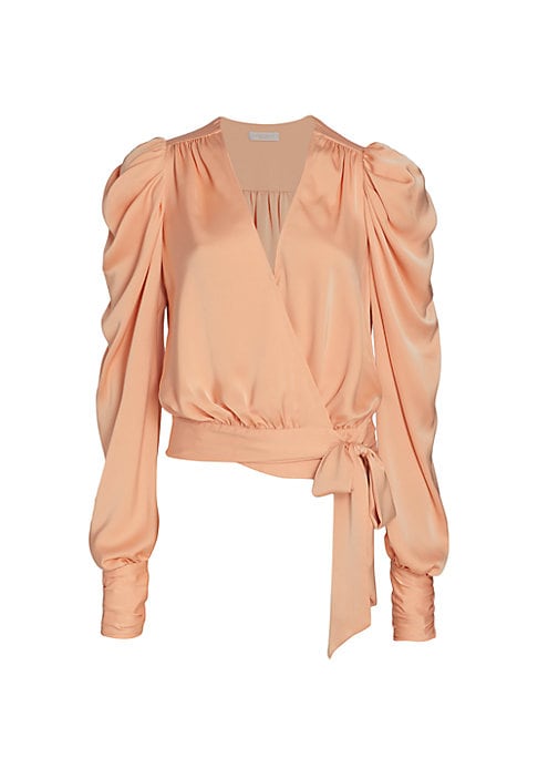 Radiant Satin Wrap Blouse